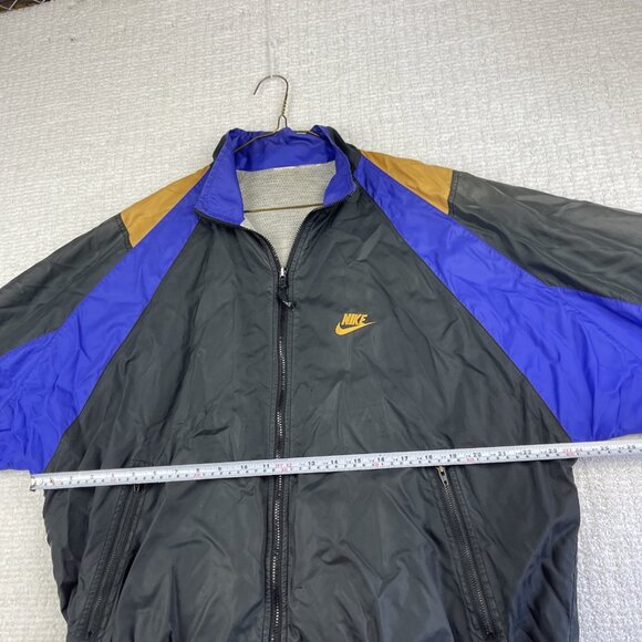 VTG 90s Nike Purple Gold Black Color Block Hooded Windbreaker Jacket Men Read* - Picture 12 of 16